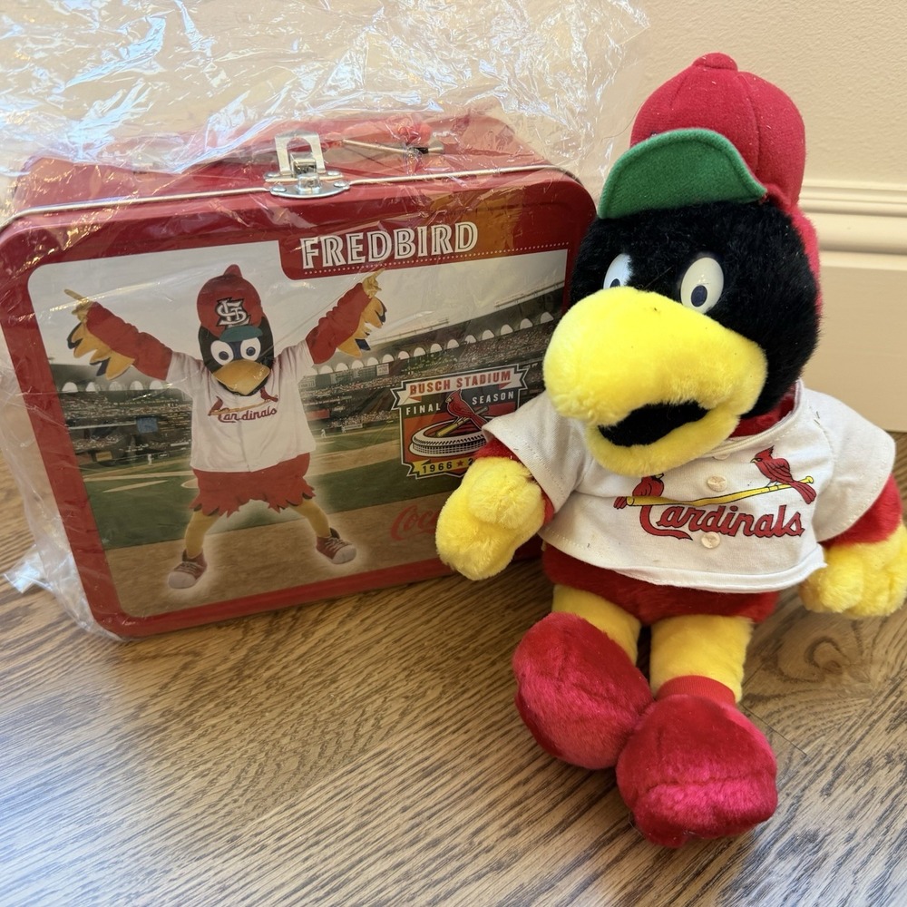 Build a Bear St. Louis Cardinals Fredbird Plush W/ Lunchbox